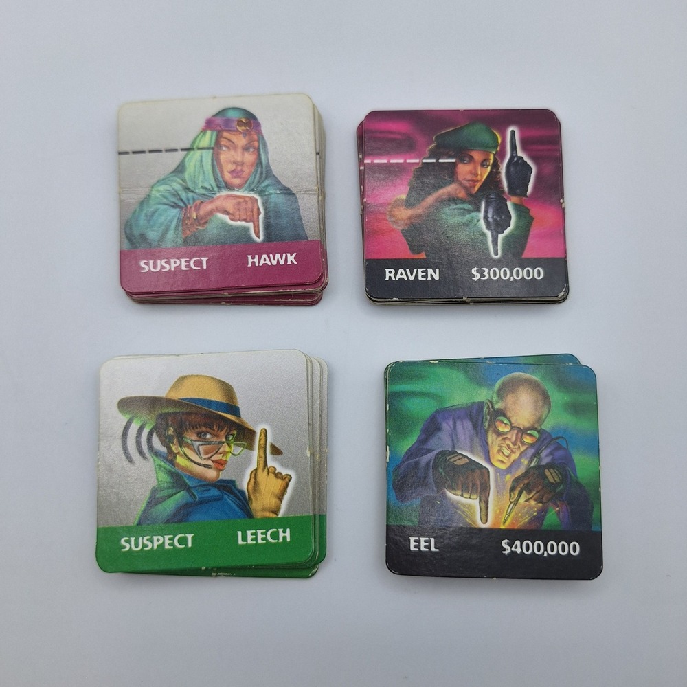 Suspect Cards SPY Game Pieces for Mystery Board Game Clue Style Characters